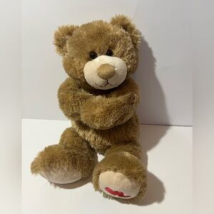 The Petting Zoo Teddy Bear Plush Embroidered Hearts on Foot 1994